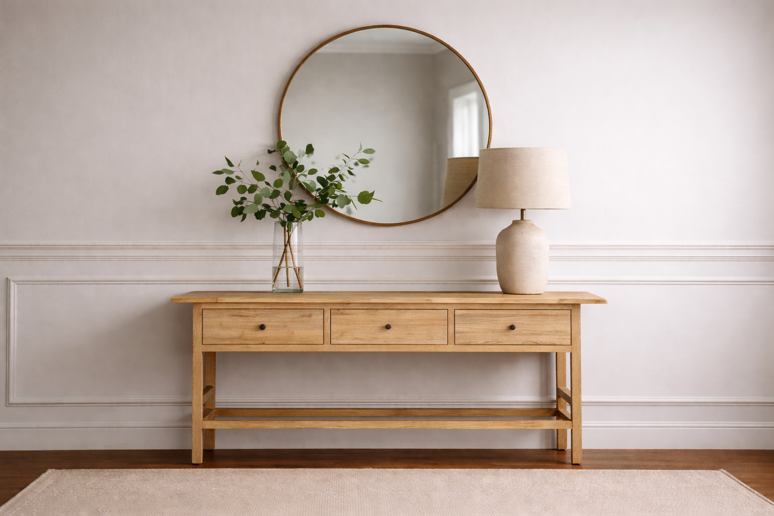 CR Sonoma Solid Timber 3 Drawer Console Table