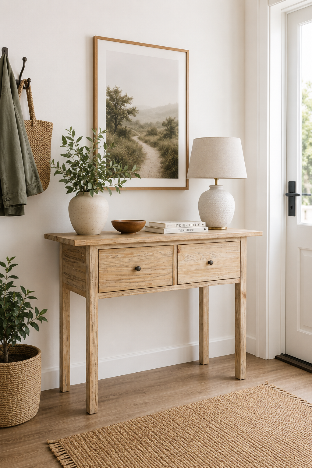 CR Sonoma Solid Timber 2 Drawer Console Table