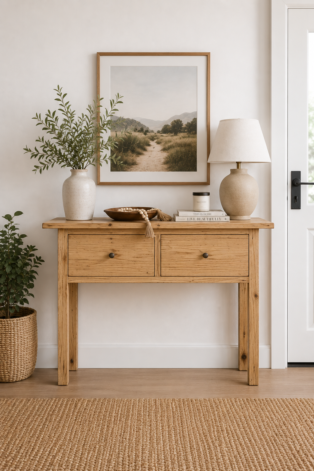 CR Sonoma Solid Timber 2 Drawer Console Table