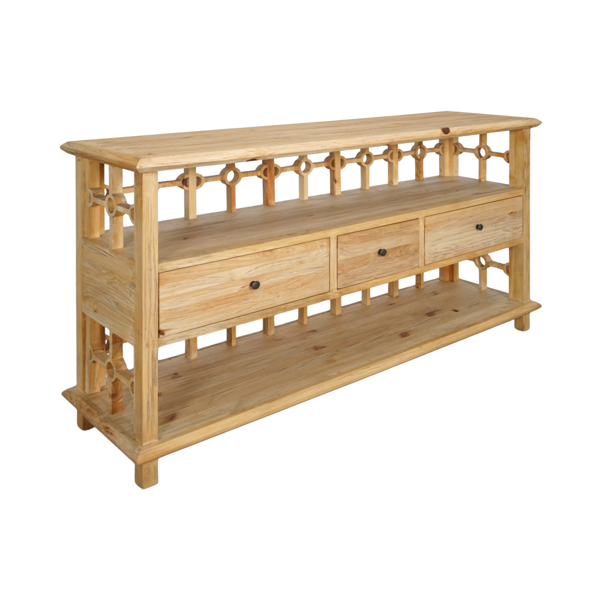 CR  Sonoma Solid Timber 3 Drawer 2 Shelf Open Buffet