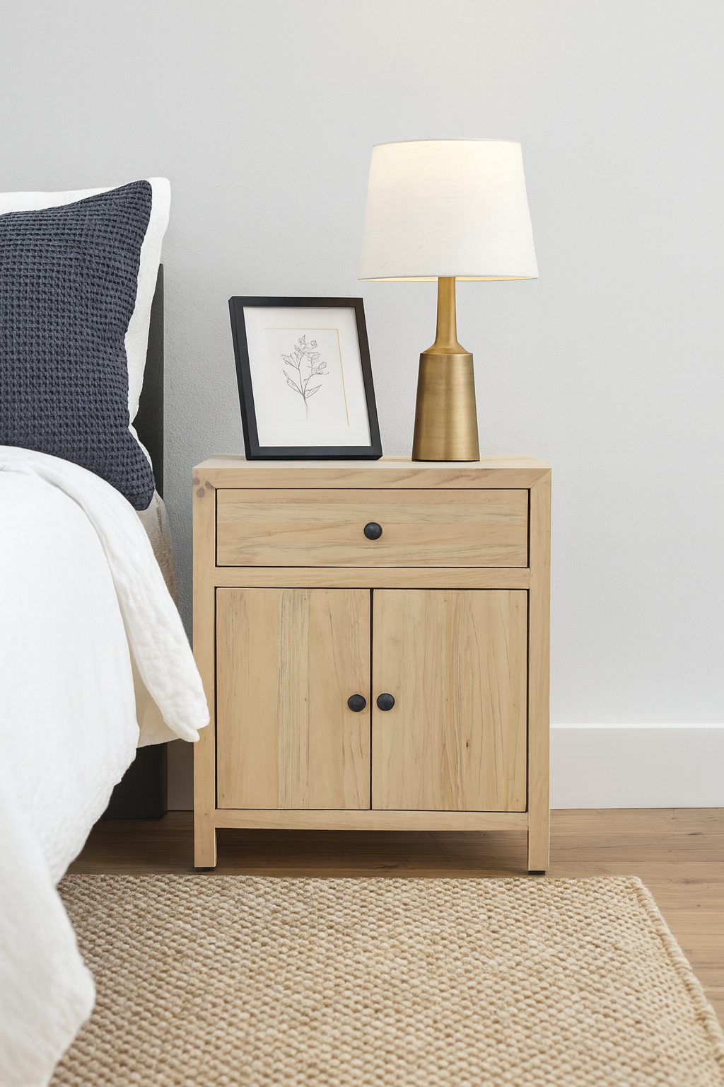 CR Sonoma Solid Timber 1 Drawer 2 Door Bedside Table