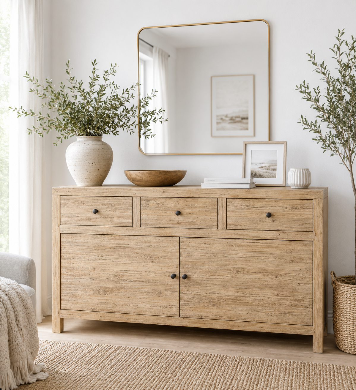 CR  Sonoma Solid Timber 3 Drawer 2 Door Buffet