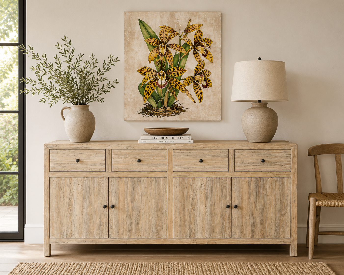 CR Sonoma Solid Timber 4 Drawer 4 Door Buffet