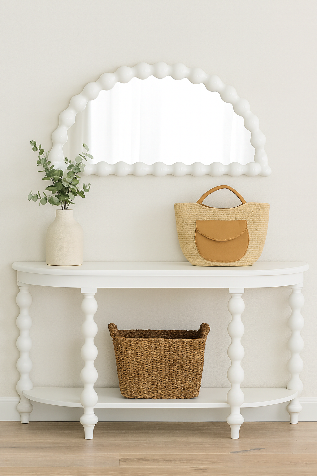 CR Carob Turned Leg Solid Timber Console Table with Shelf