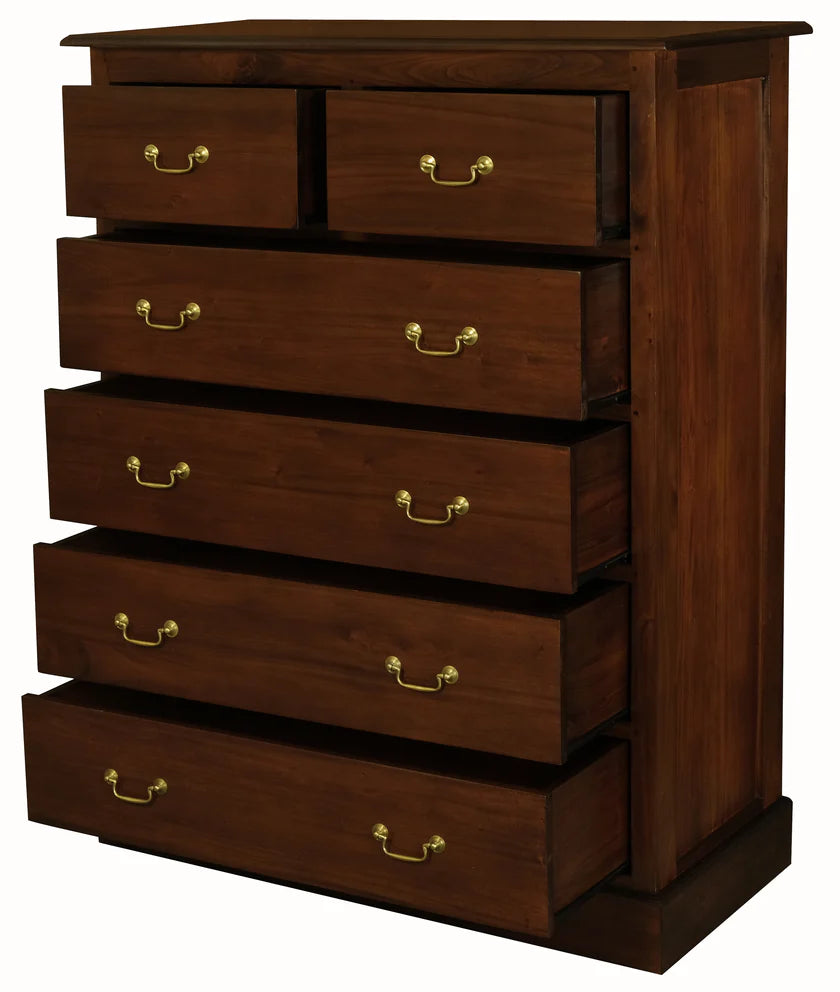 CT Tasmania Solid Timber 6 Drawer Tallboy