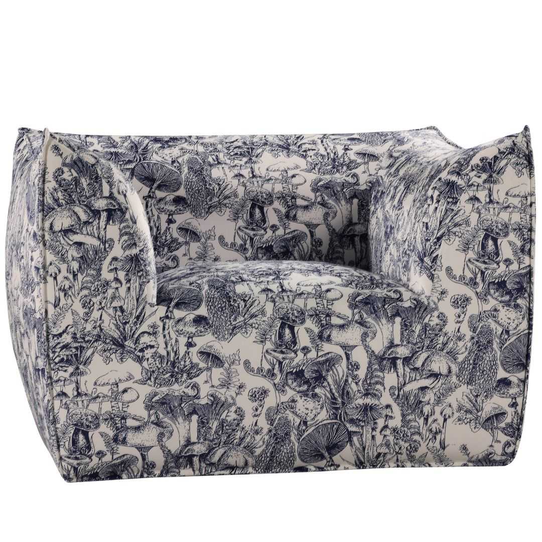 BT Toile Bird Print Fabric Upholstered Accent Chair