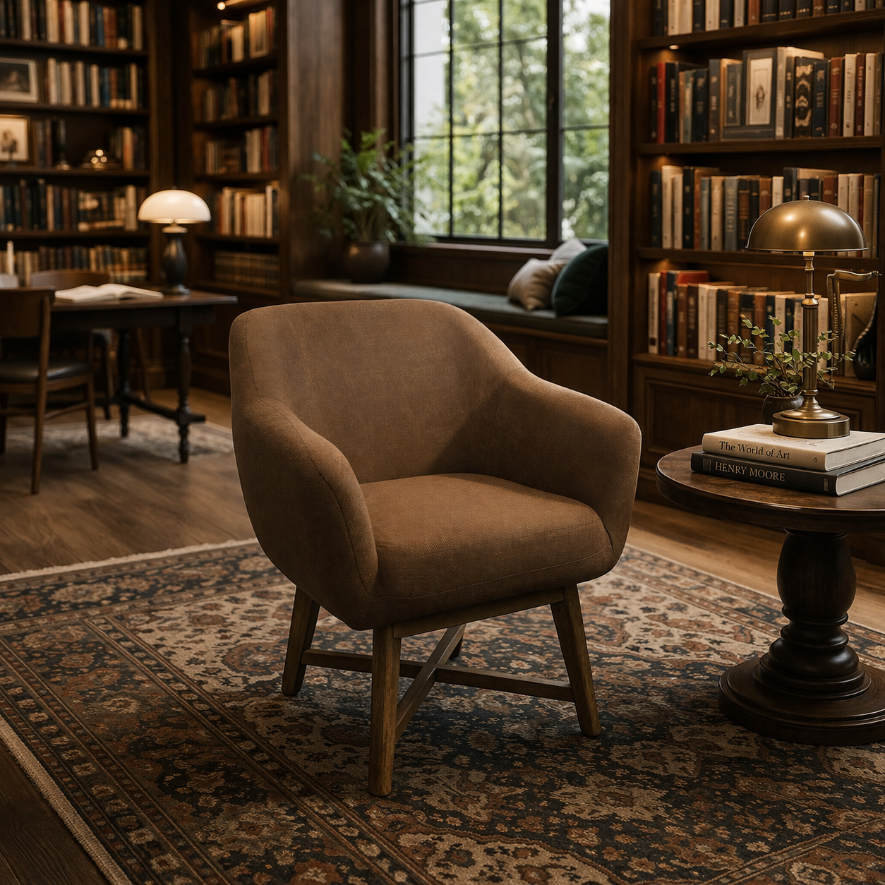 MF Valentino Timber Base Fabric Upholstered Armchair