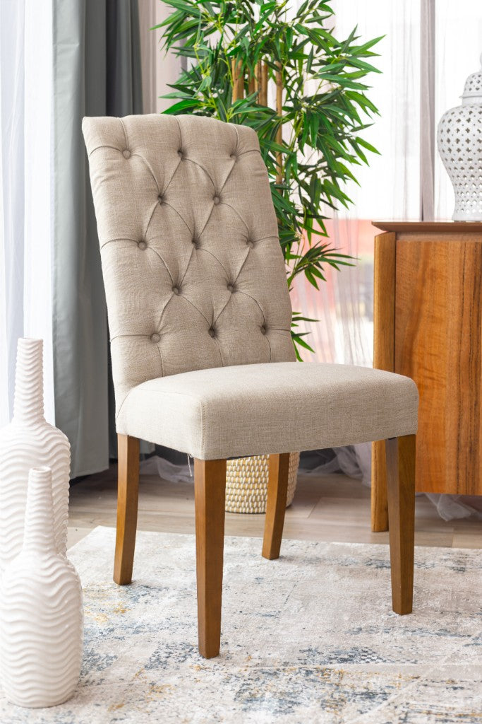 VI Felice Fabric Upholstered Timber Legs Dining Chair