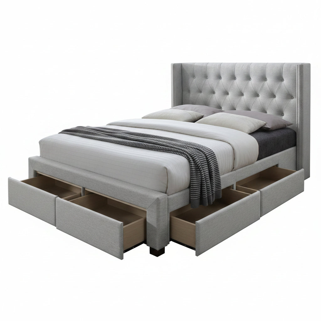 VI Calista Fabric Uphostered 4 Drawer Storage Bed