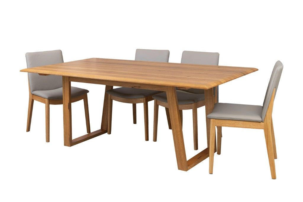 VI Galway Solid Timber Framed Dining Table & 8 Leather Chair Set