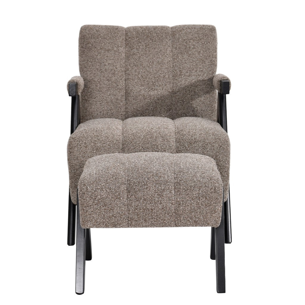 VI Atlas Fab Accent Chair + Stool - Fawn & Green