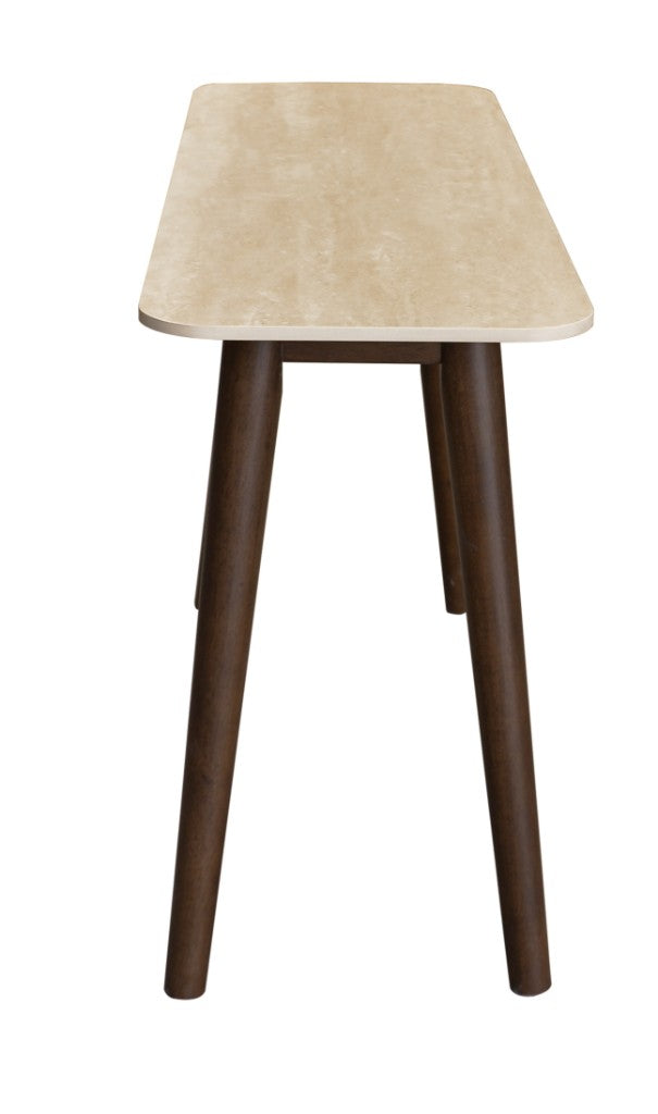 VI Cotswold Stone Top Hardwood Base Console Table
