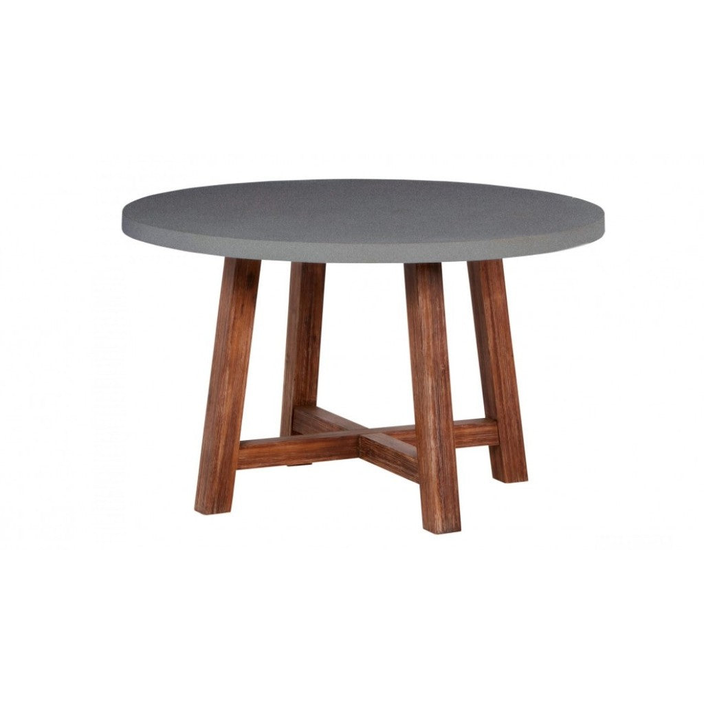 VI Estrella Timber Leg Polycement Top Round Outdoor Dining Table