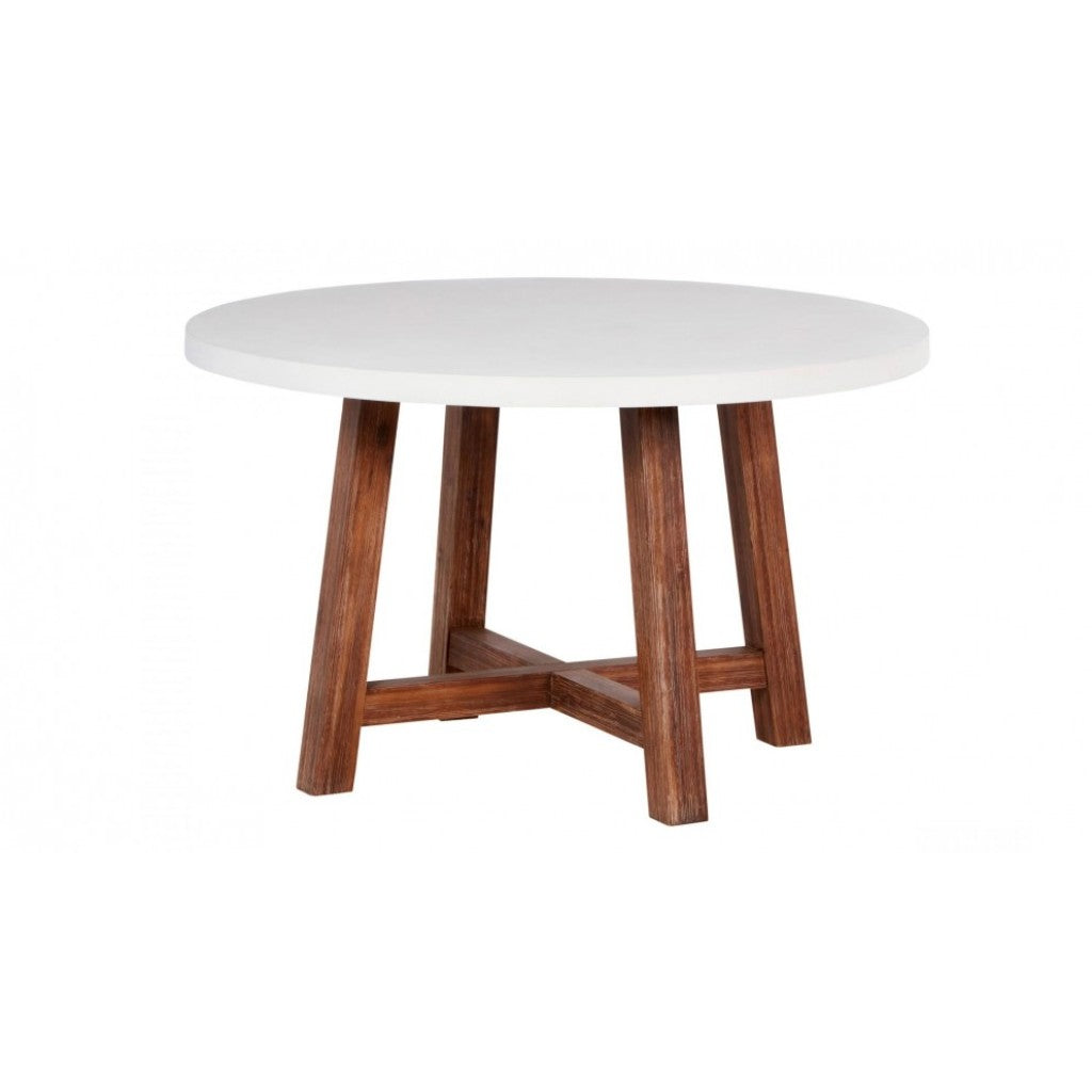 VI Estrella Timber Leg Polycement Top Round Outdoor Dining Table