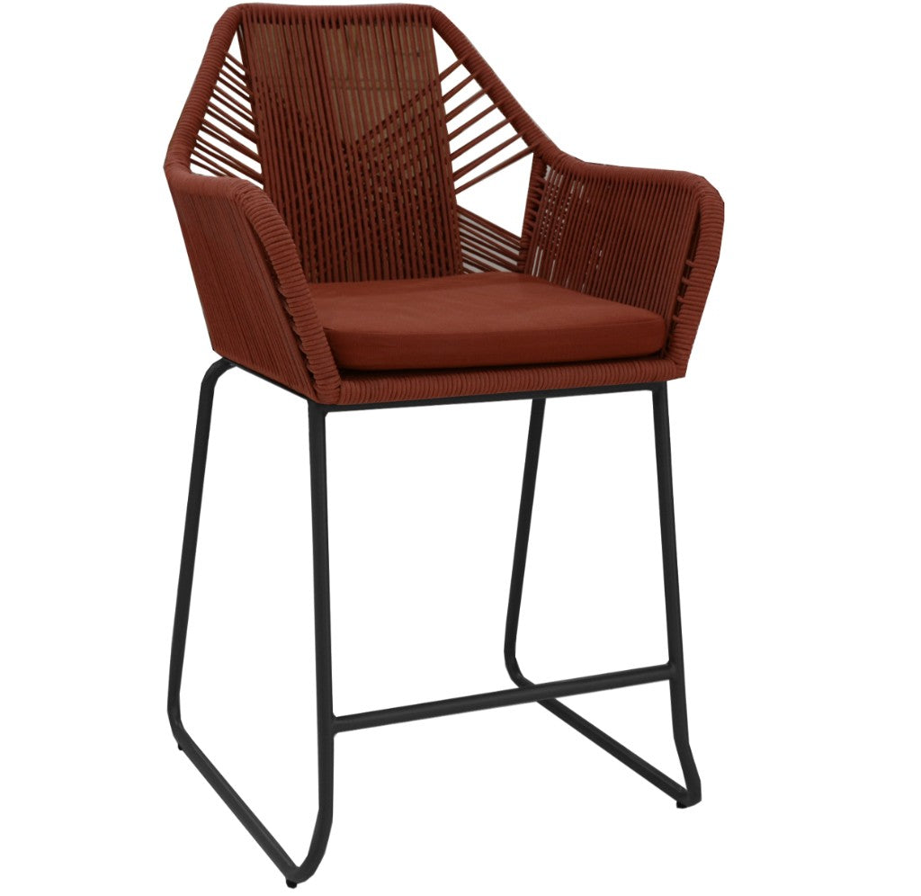 VI Faro Metal Sled Base Round Rope Outdoor Bar Chair