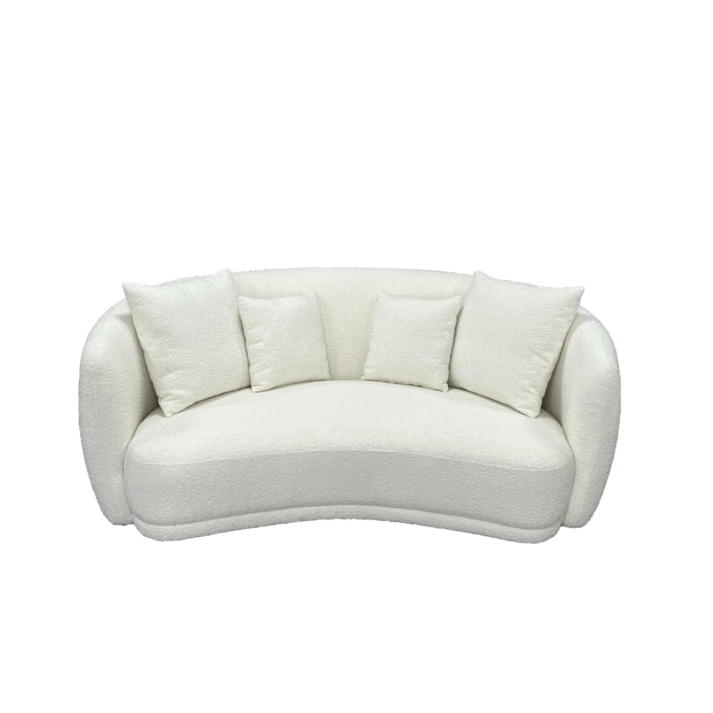 VI Ibiza Boucle Fabric 2.5 Seater Sofa - White and Light Grey