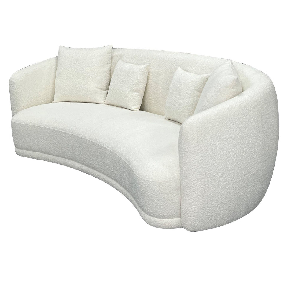VI Ibiza Boucle Fabric 2.5 Seater Sofa - White and Light Grey