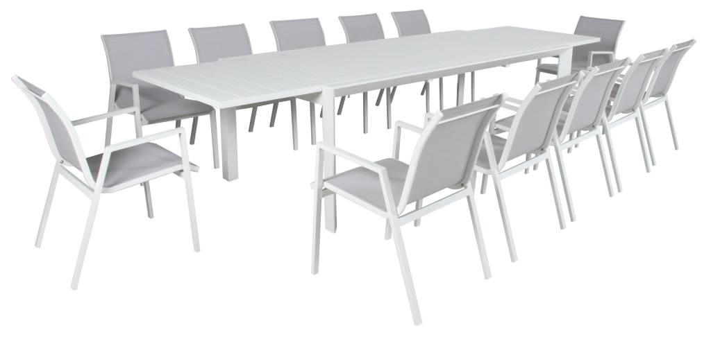 VI Icaria 13Pce Outdoor Ext Din Table & Chairs Kit - Charcoal and White