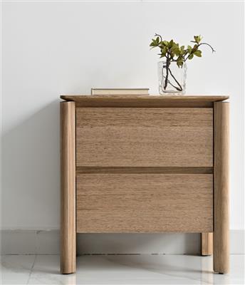 VI Luella 2 Drawer Bedside Table Light Smoke