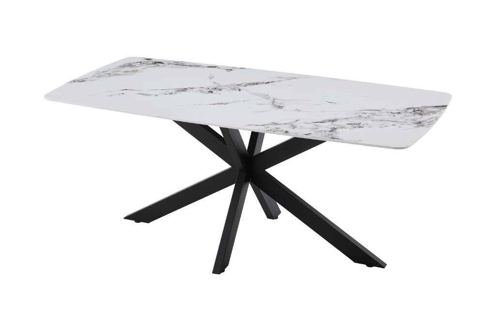 VI Raffael Stone Top Metal Leg Dining Table