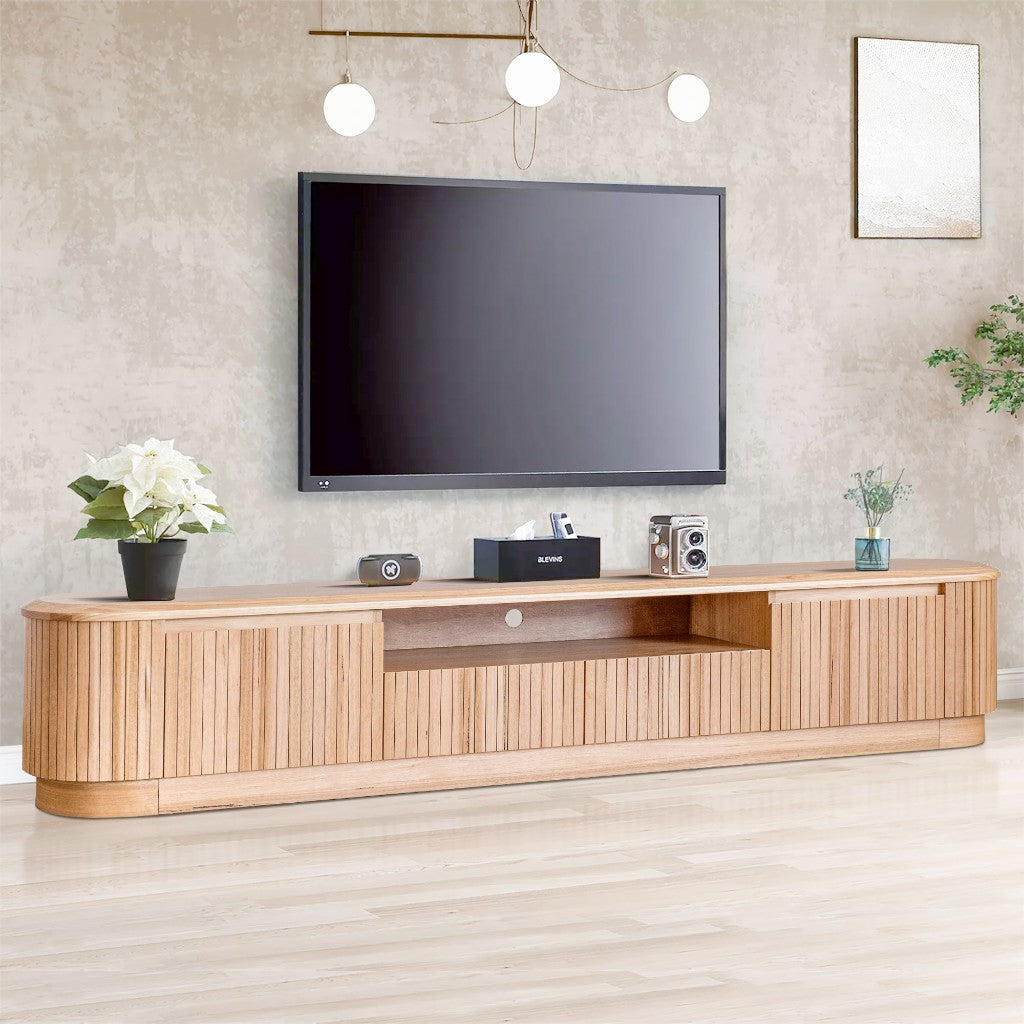 VI Adsila Solid Timber 2 Drawer 2 Door Entertainment Unit - 2.4M