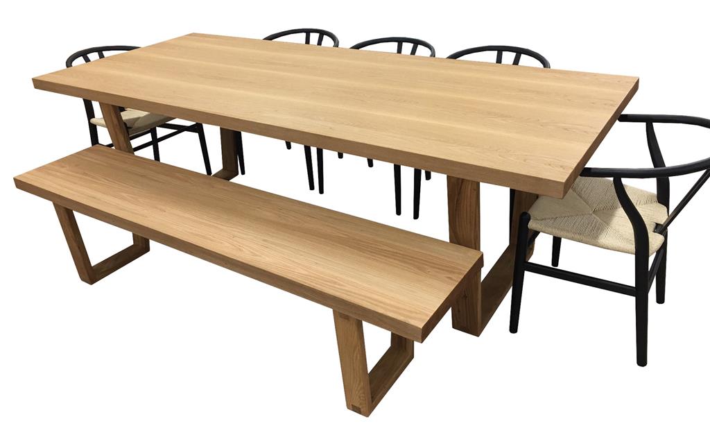 VI Airlie 240cm Rec Dining Table with 5 Dining Chairs + Bench Kit