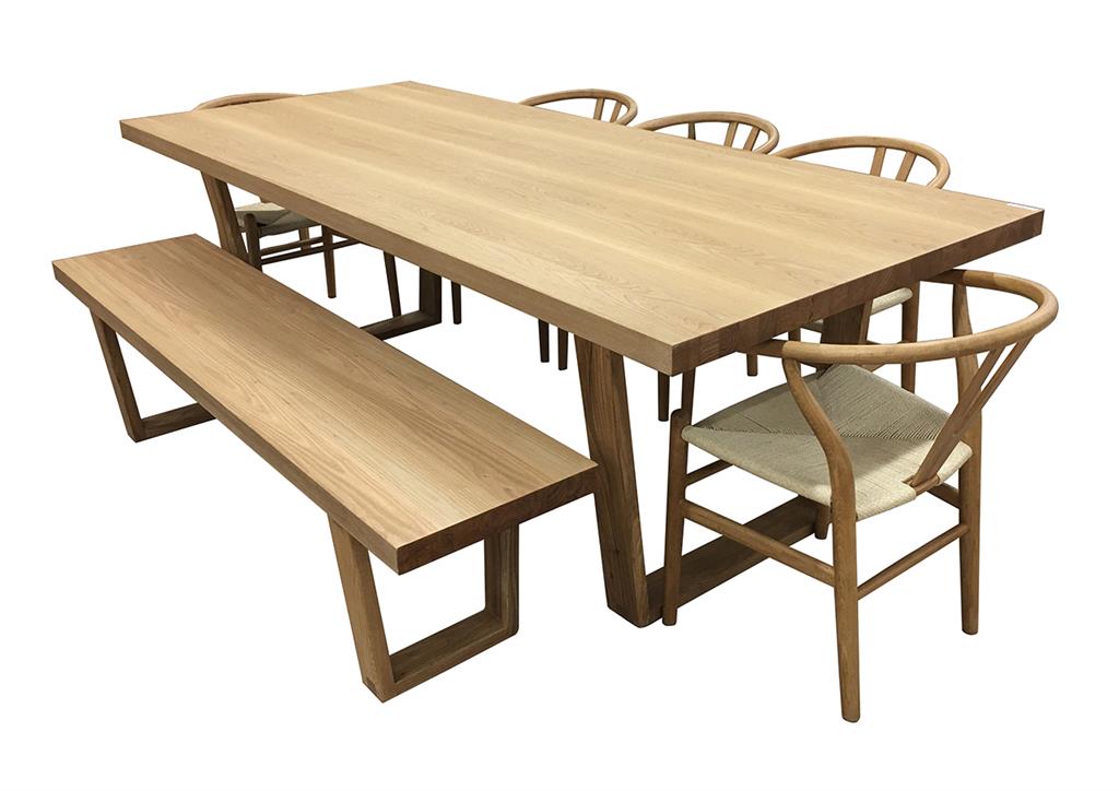 VI Airlie 240cm Rec Dining Table with 5 Dining Chairs + Bench Kit