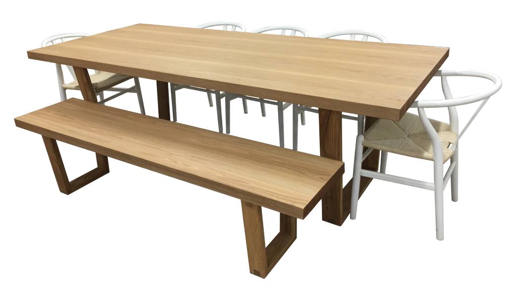 VI Airlie 240cm Rec Dining Table with 5 Dining Chairs + Bench Kit