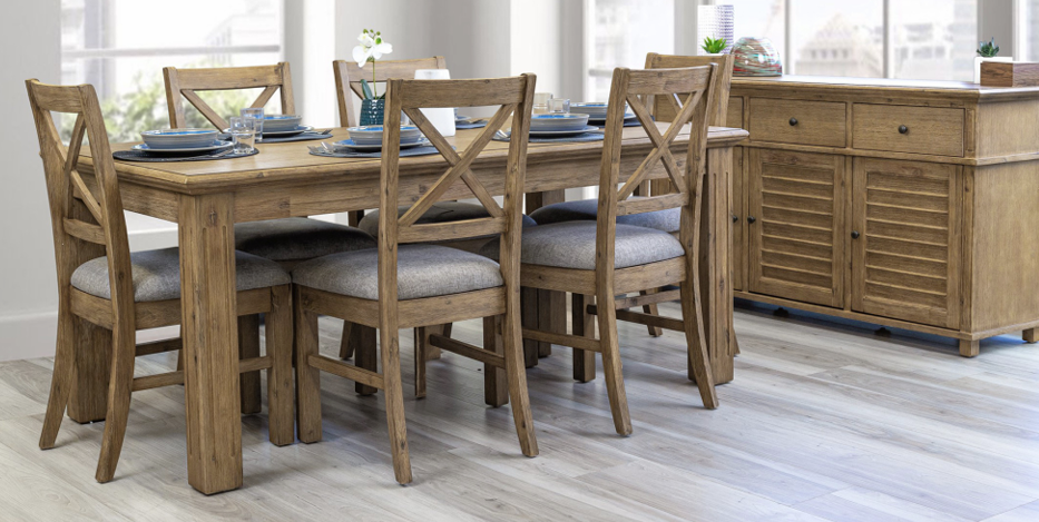 VI Cresswell Solid Timber Fabric Seat Dining Chair