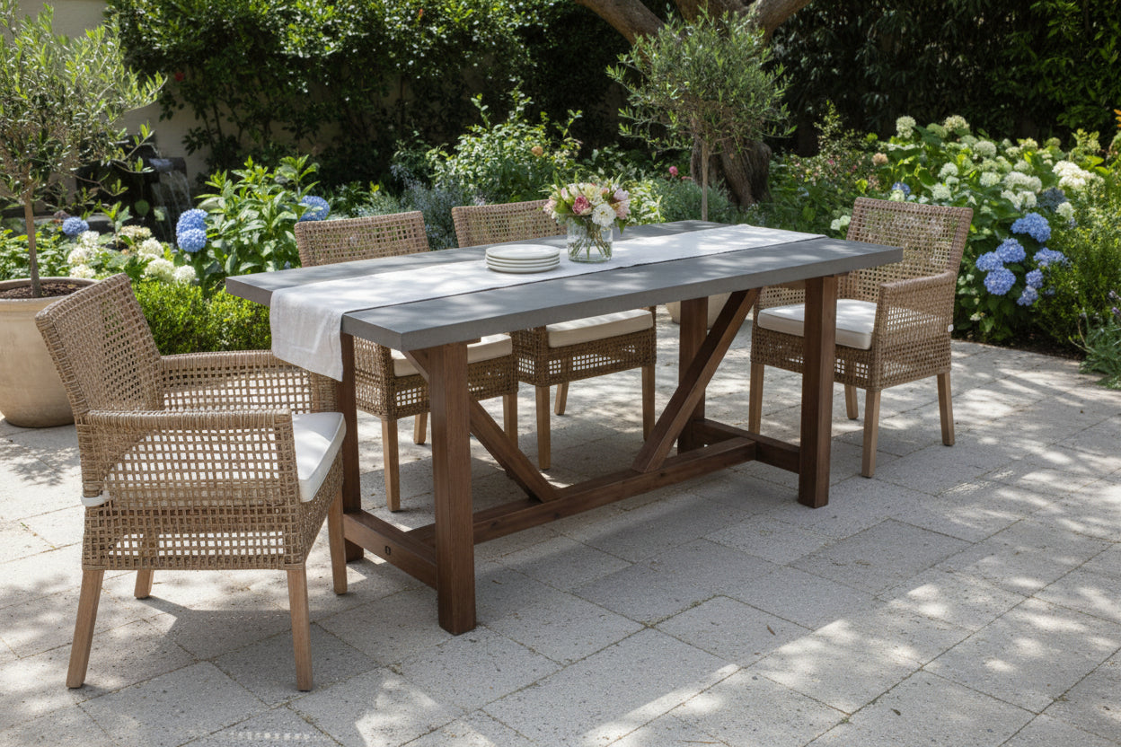 VI Estrella 220cm Polycement Top Outdoor Dining Table