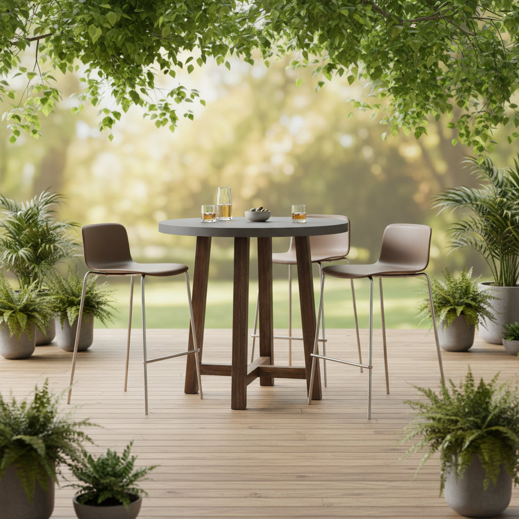 VI Estrella Round Bar Table - White and Grey
