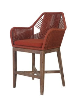 VI Faro Bar Chair Acacia Timber Rope - Black