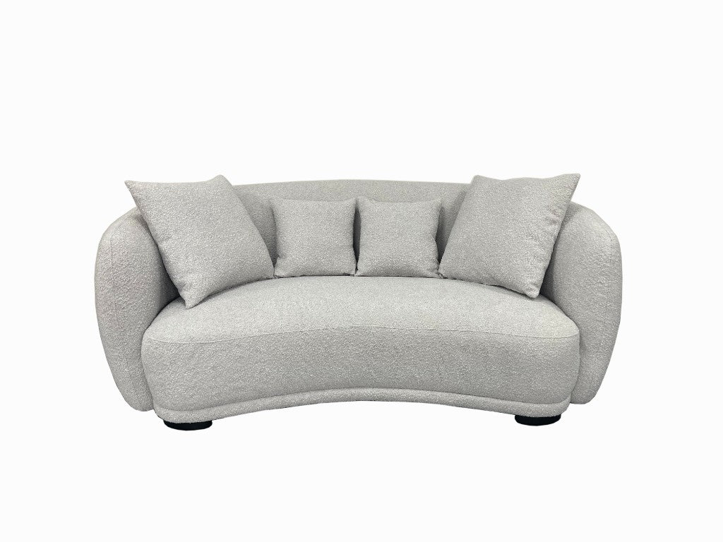 VI Ibiza Boucle Fabric 2.5 Seater Sofa - White and Light Grey