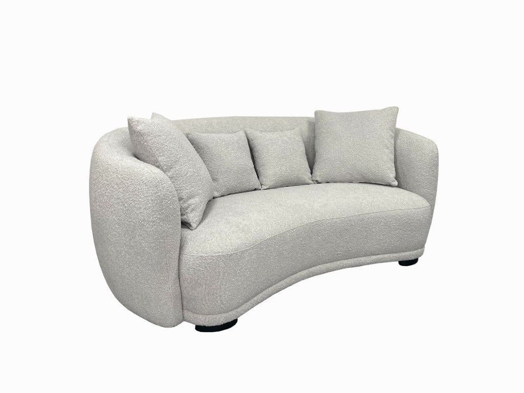 VI Ibiza Boucle Fabric 2.5 Seater Sofa - White and Light Grey