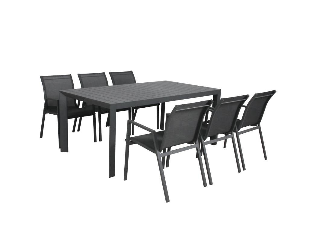 VI Icaria 7pc Dining Table and Chairs Kit-Charcoal and White