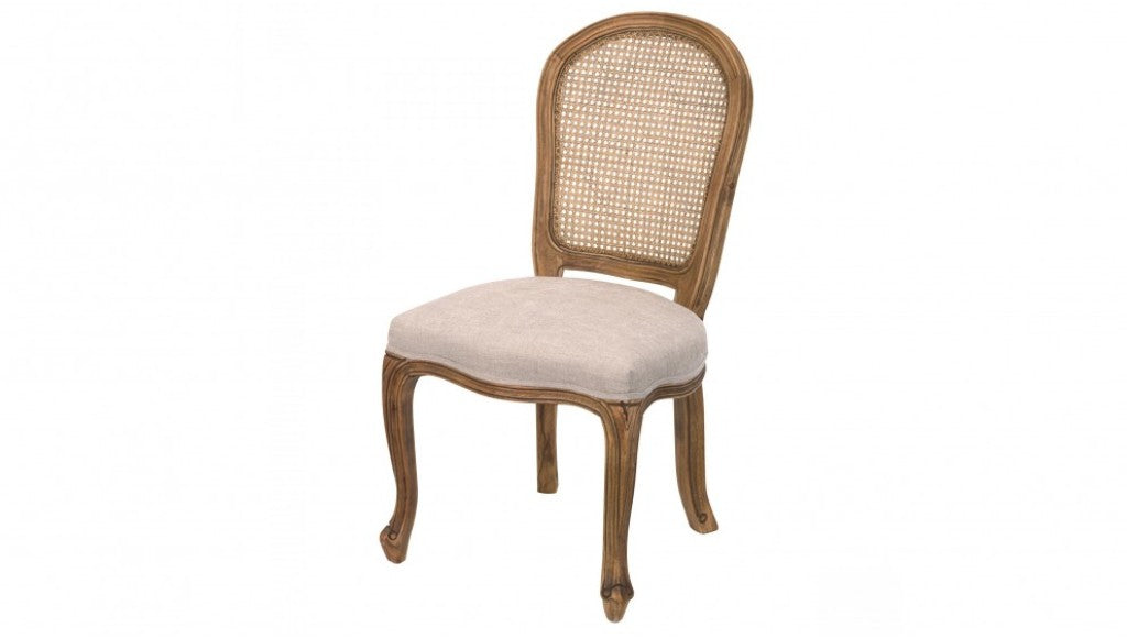 VI Kensington Rattan Round Back Dining Chair – Nat White & Beige