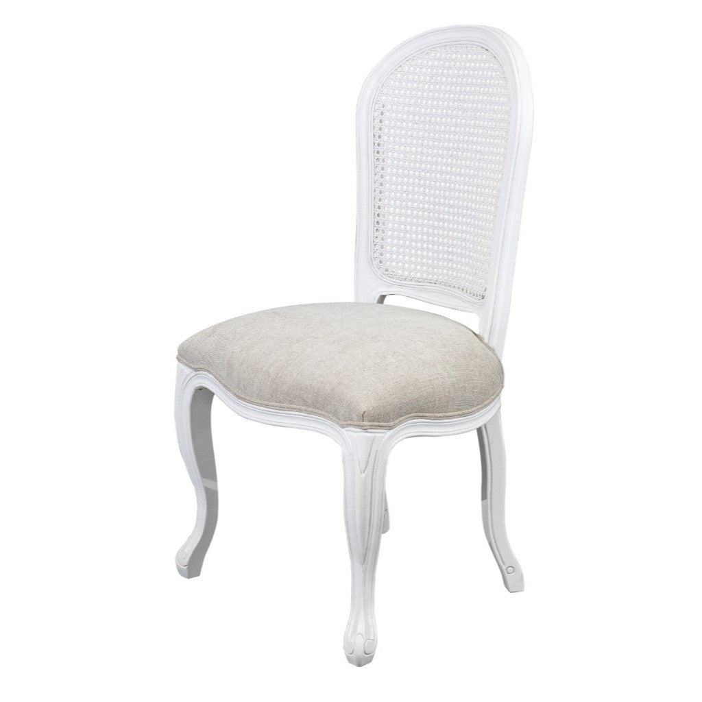 VI Kensington Rattan Round Back Dining Chair – Nat White & Beige