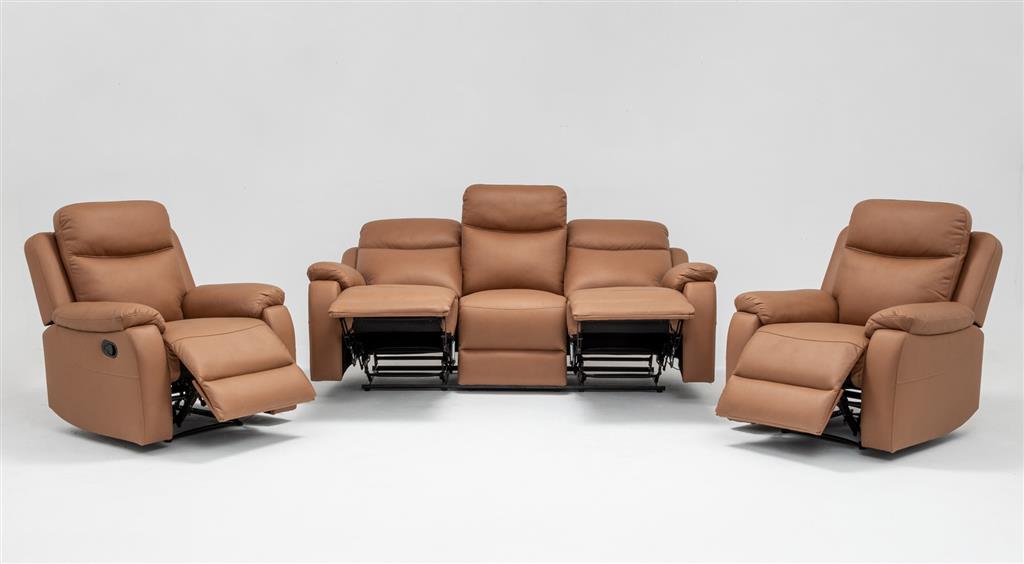 VI William Fabric 3 Seater with 2 Single Seater Recliner Lounge