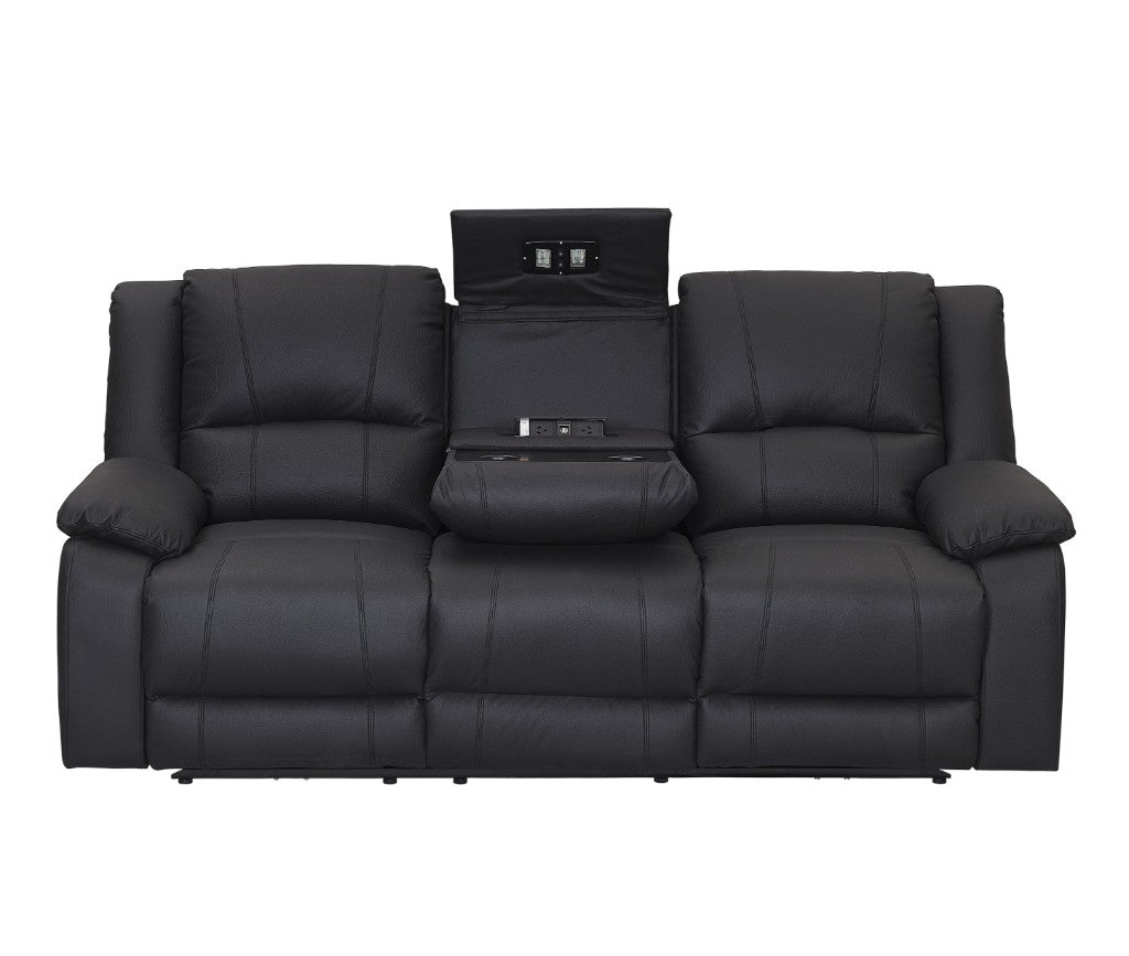 VI Captain 3 Seater Fabric Recliner Lounge with Dropdown Table