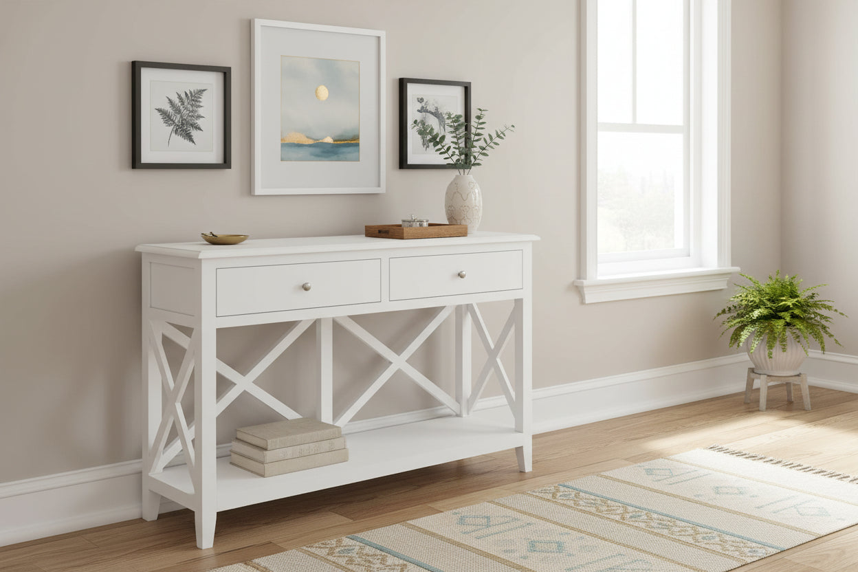 VI Hamilton Solid Timber Console Table with 2 Drawers
