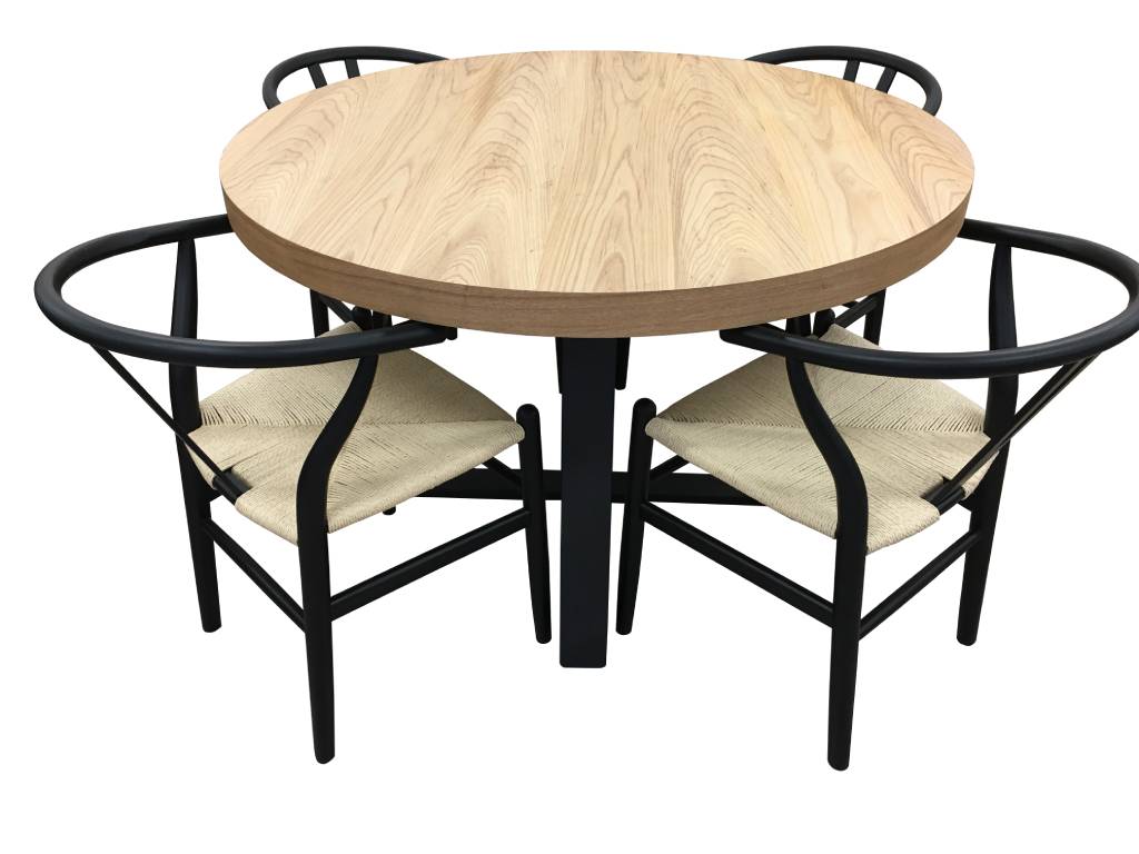 VI Boston MDF Top Metal Leg Round Dining Table