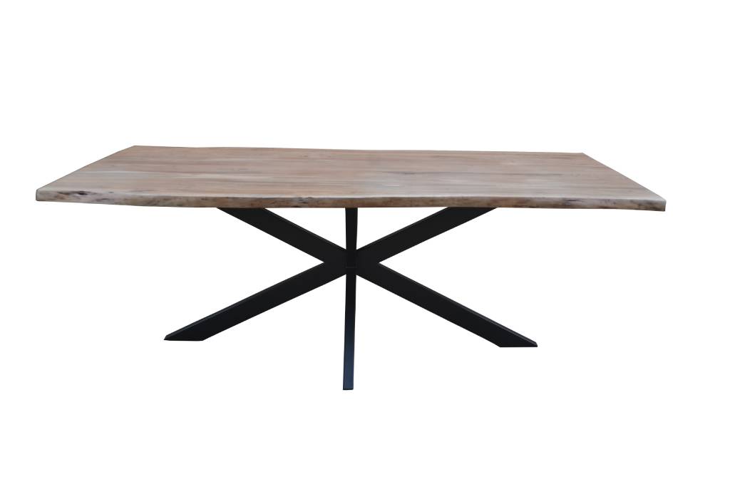 VI  Elba Solid Timber Top with Metal Base Dining Table