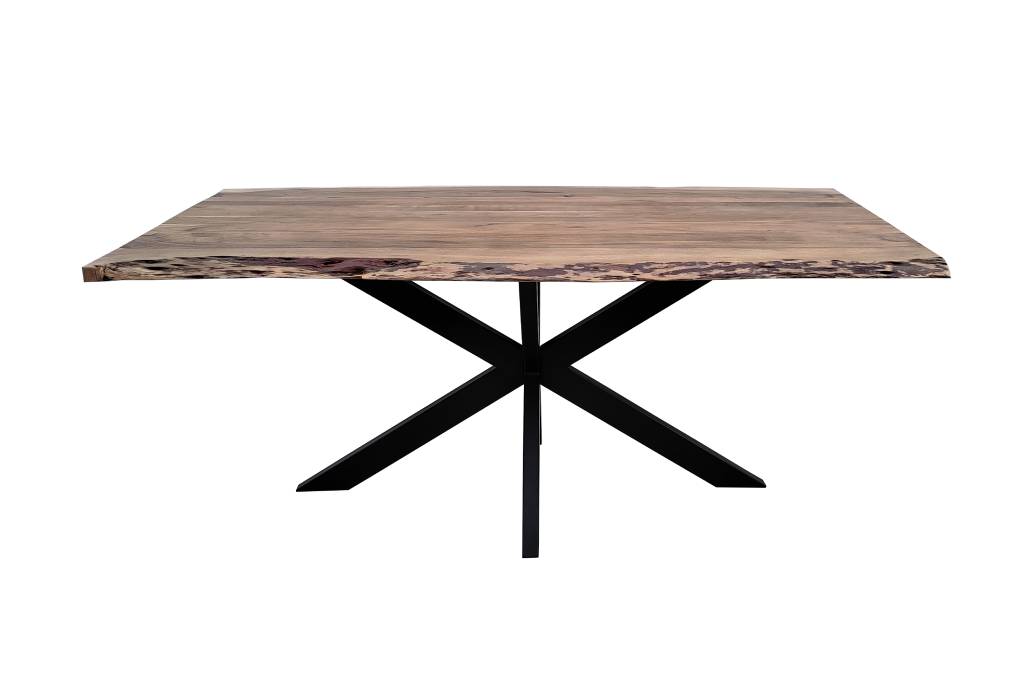 VI  Elba Solid Timber Top with Metal Base Dining Table