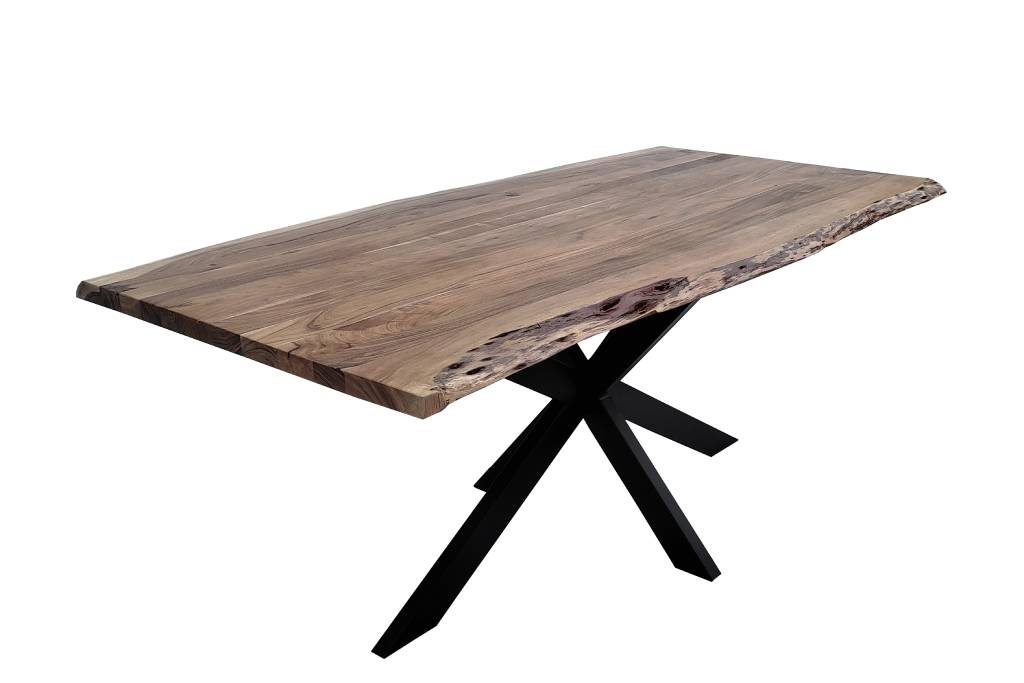 VI  Elba Solid Timber Top with Metal Base Dining Table