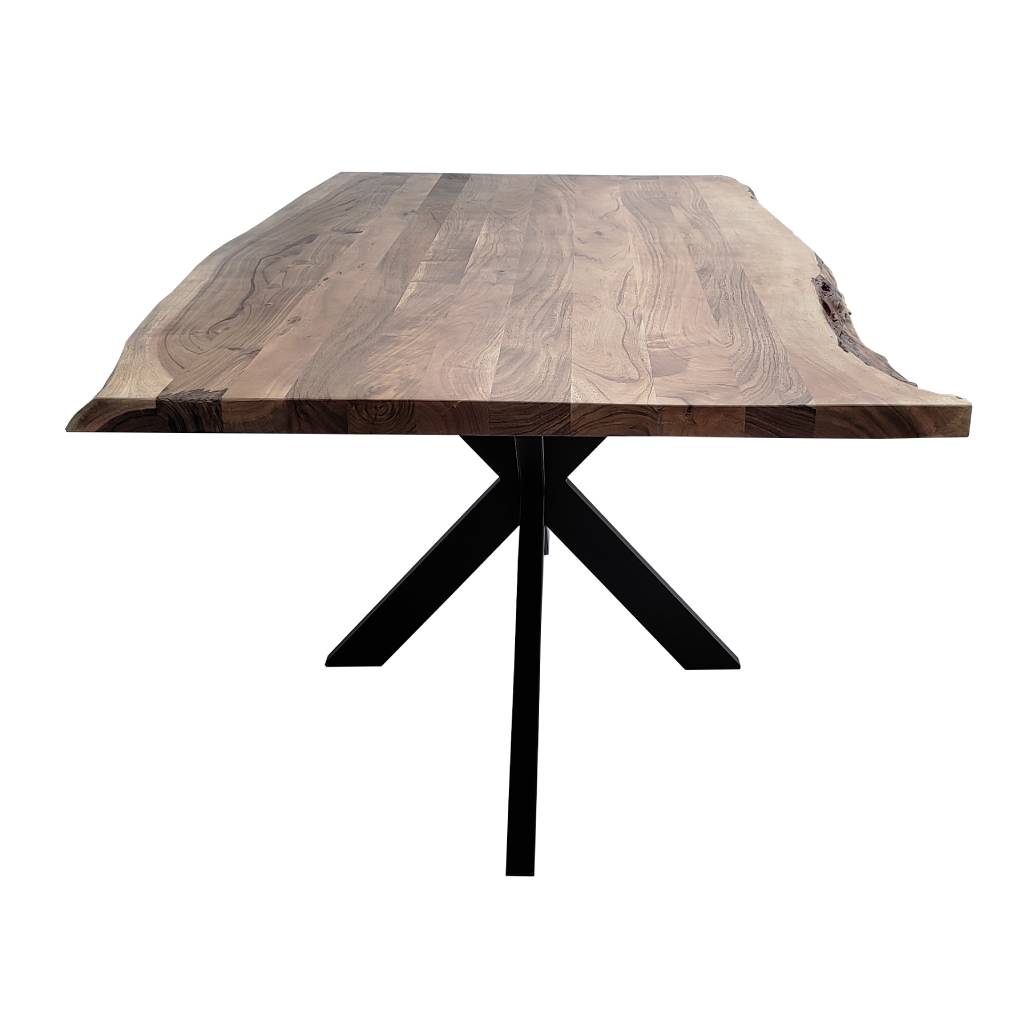 VI  Elba Solid Timber Top with Metal Base Dining Table