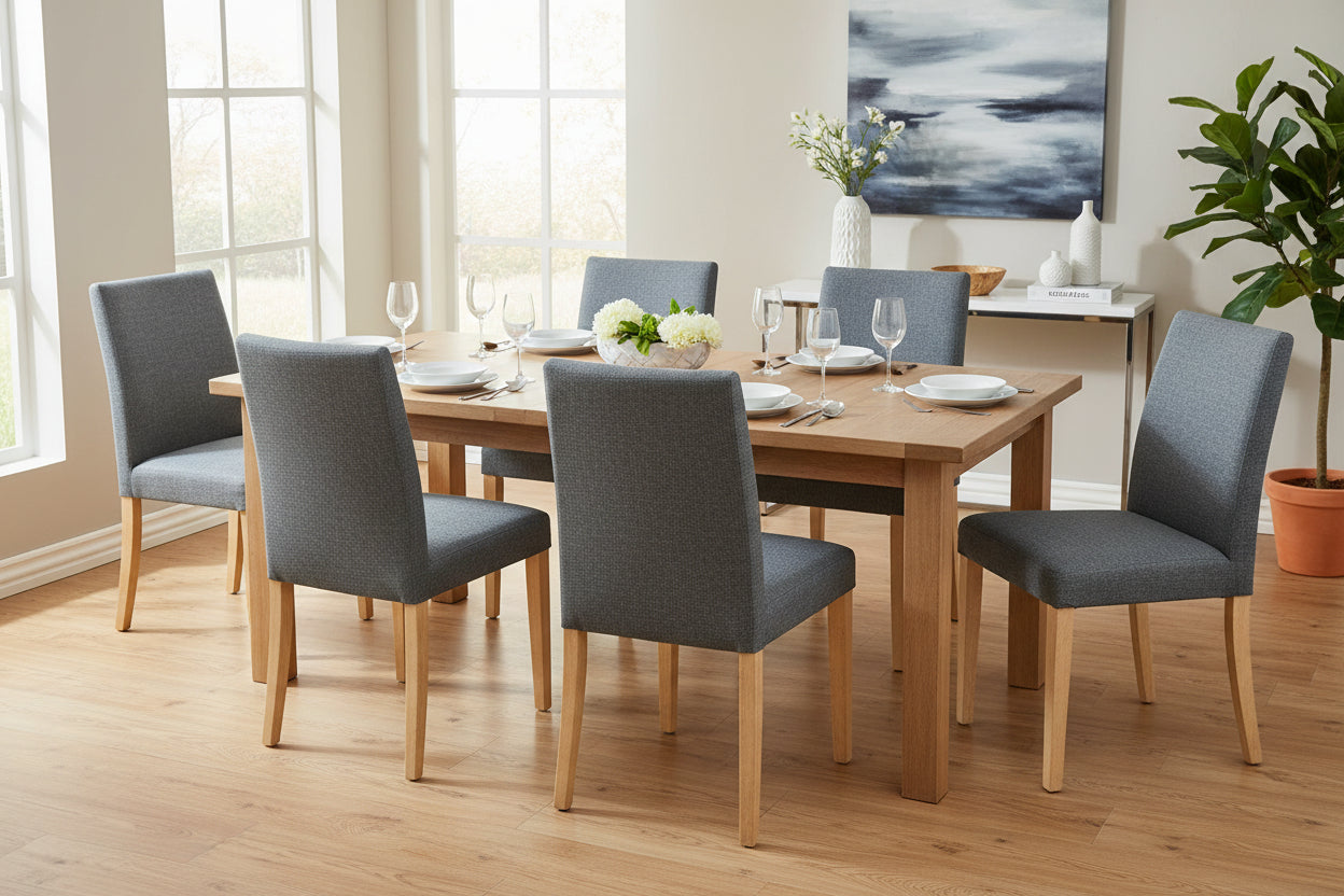 VI Fitz Fabric Upholstered Timber Legs Dining Chair