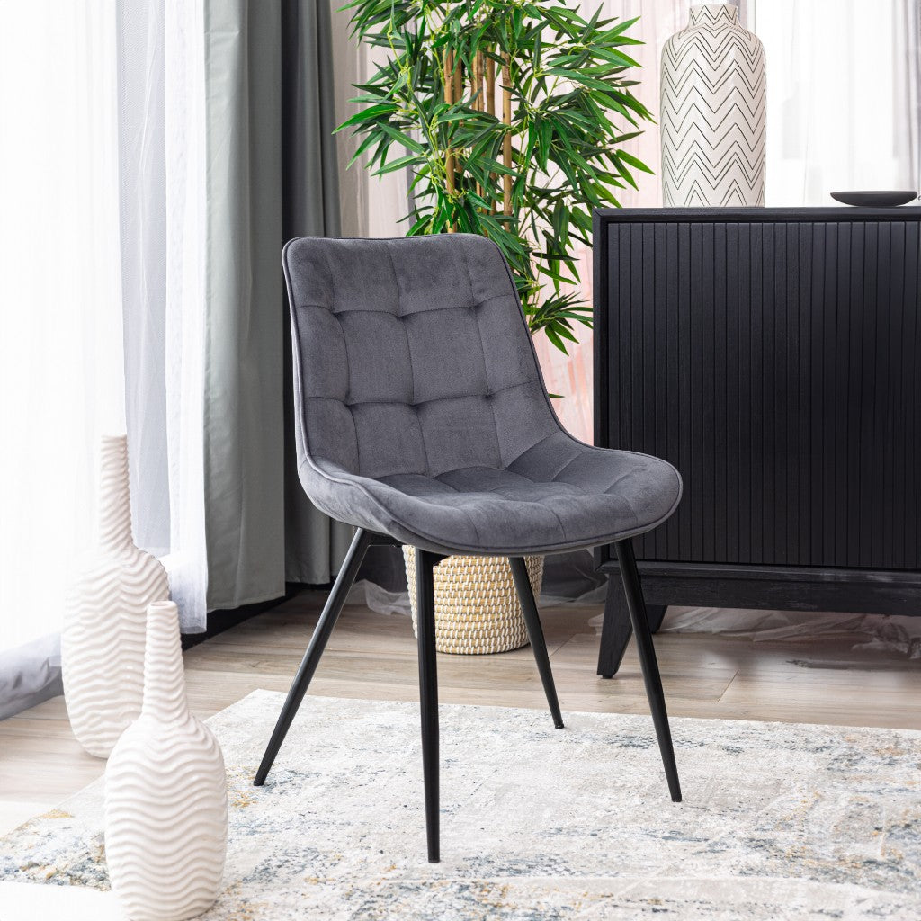 VI Giselle Fabric Upholstered Black Metal Legs Dining Chair