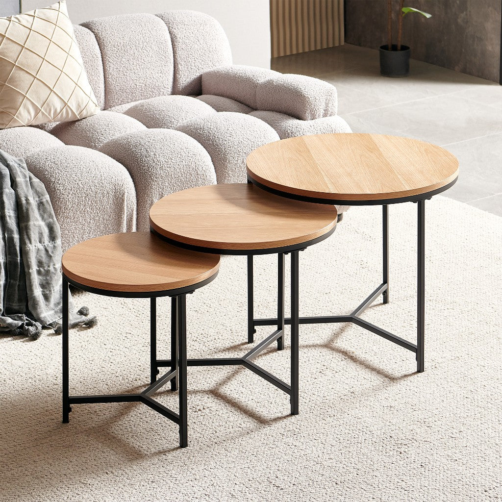 VI Ledora MDF Top Metal Base 3 Coffee Table Set