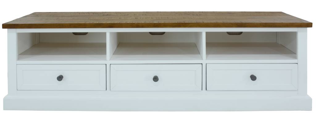 VI Montreal Solid Timber TV Unit with 3 Drawers & 3 Niches