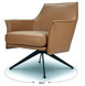 VI Baril Leather Upholstered Metal Legs Swivel Armchair